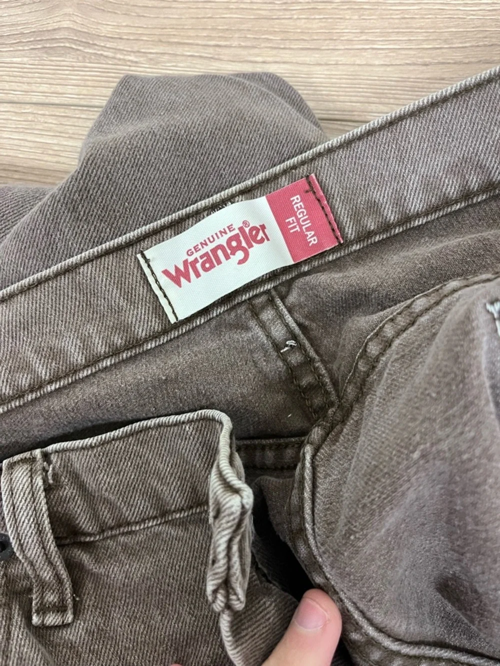 Wrangler Regular Relaxed Fit Tan/Gray Denim Jeans 38x32